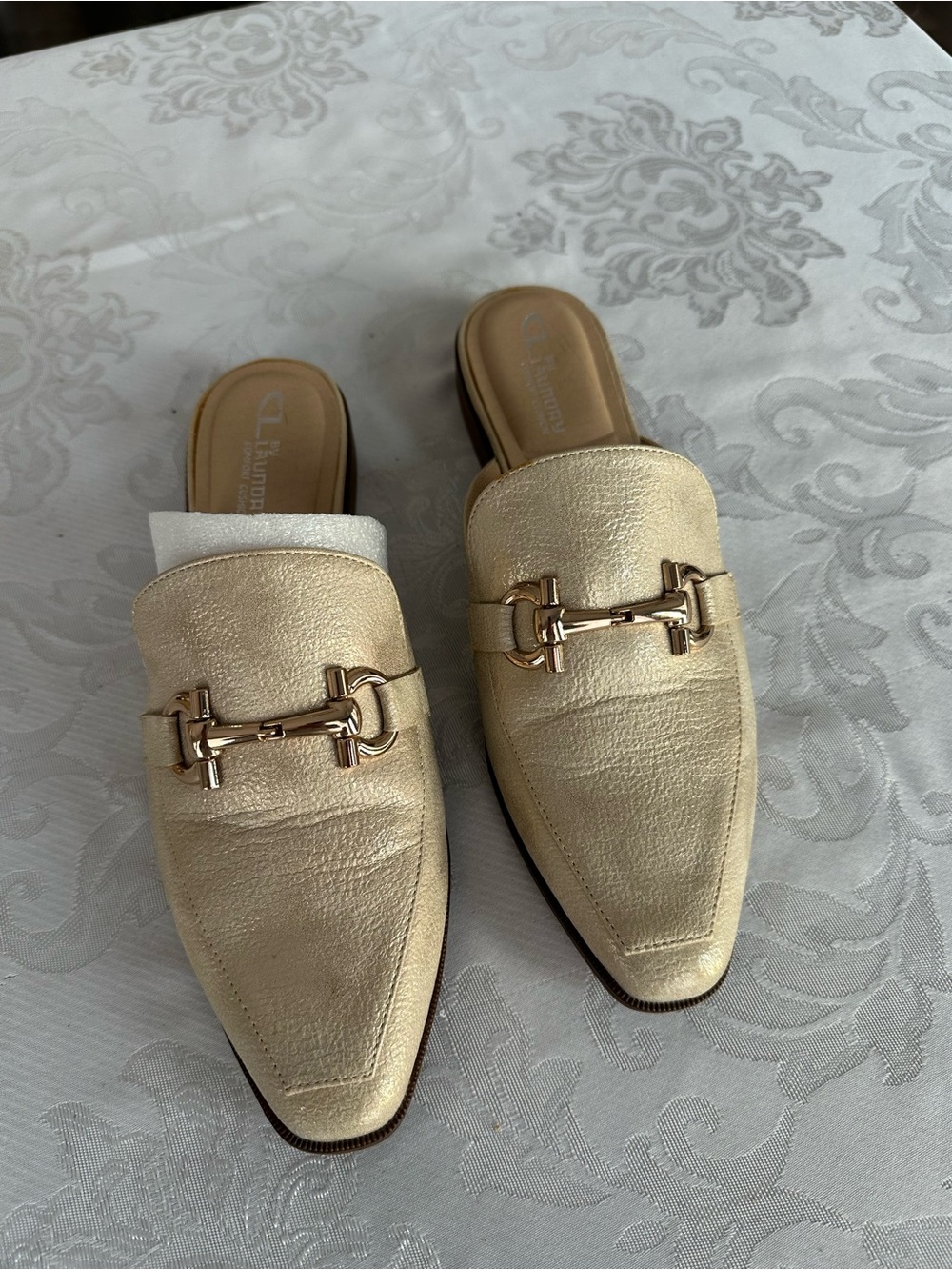 CL by Laundry Metallic Gold Slip-On Horsebit Mules